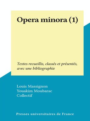 cover image of Opera minora (1)